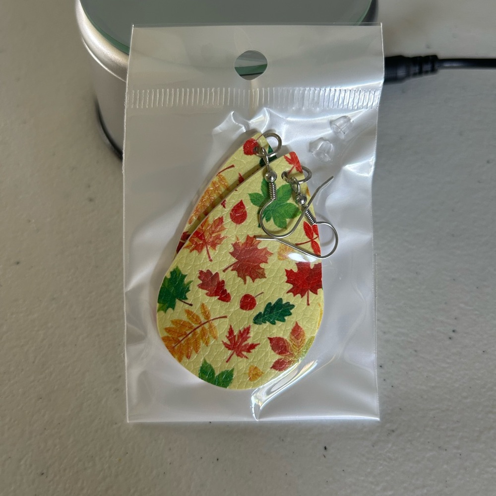 Fall Faux Leather Earrings